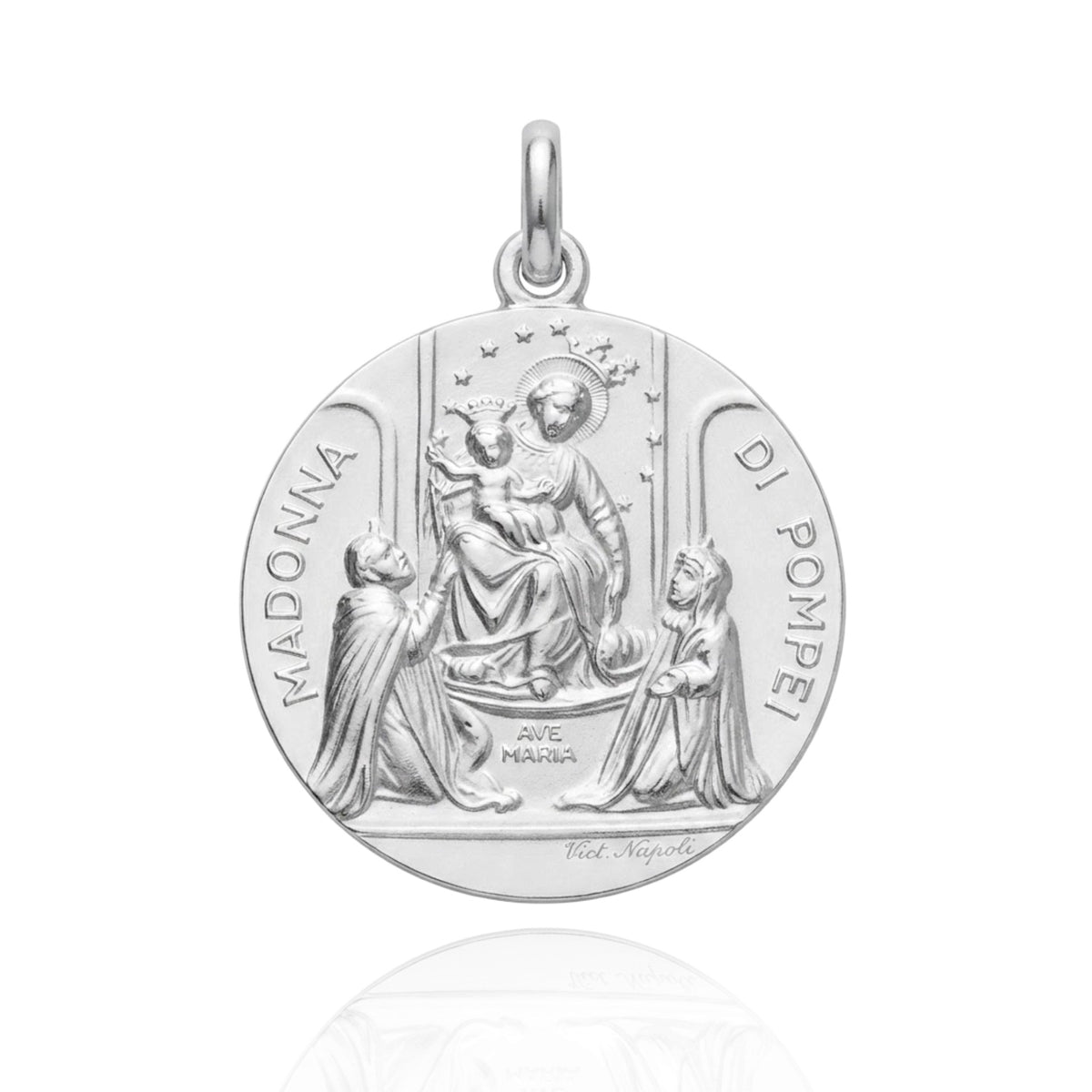 Madonna di Pompei diam. 32 in Argento 925