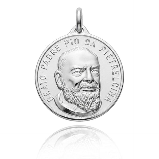 Padre Pio diam. 30 in Argento 925