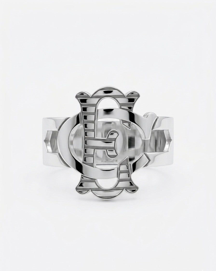 Anello argento 925 lavorato a mano con lettere intrecciate monoramma personalizzabile treseinove borgo orefici