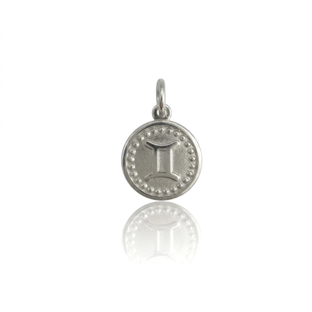 Medaglia pendente in argento 925 segno zodiacale gemelli realizzazione artigianale treseinove gioielli