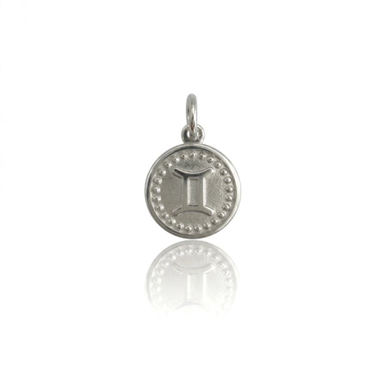 Medaglia pendente in argento 925 segno zodiacale gemelli realizzazione artigianale treseinove gioielli