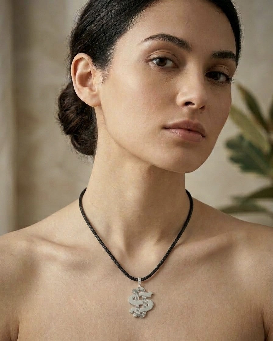 collana pendente in argento 925 con lettere intrecciate monogramma realizzato a mano - peronalizzabili Treseinove artigiani Borgo Orefici