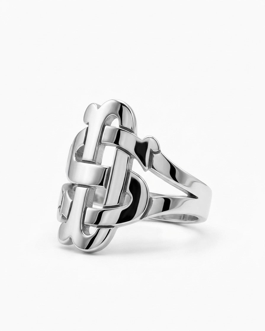Anello argento 925 lavorato a mano con lettere intrecciate monoramma pesonalizzabile treseinove borgo orefici