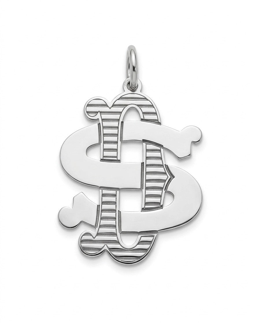 collana pendente in argento 925 con lettere intrecciate monogramma realizzato a mano - peronalizzabili Treseinove artigiani Borgo Orefici
